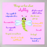 "Cute Dragonfly" Personalised Poster for children posters