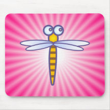 Cute Dragonfly; Pink Mouse Mat