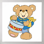 Cute Drummer Teddy Bear Poster