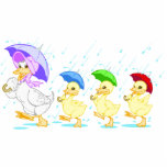 Cute Duck Family in Rain photo sculptures