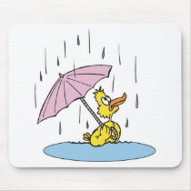 cute ducky with umbrella mouse mats