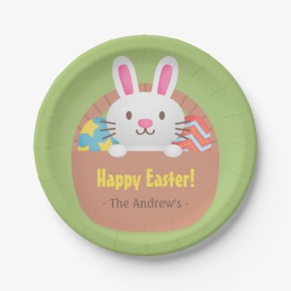 Cute Easter Bunny and Eggs Party Supplies 7 Inch Paper Plate