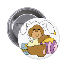 Cute Easter Bunny Bear Pinback Button
