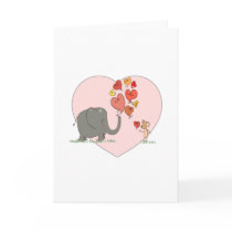 cute elephant and mouse valentine love vector greeting card