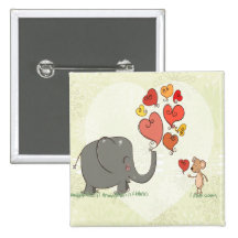 cute elephant and mouse valentine love vector II Pinback Button