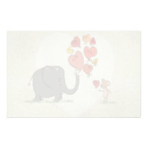 cute elephant and mouse valentine love vector II Customized Stationery