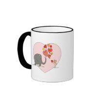 cute elephant and mouse valentine love vector coffee mugs