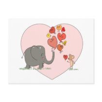 cute elephant and mouse valentine love vector postcards