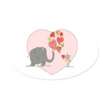 cute elephant and mouse valentine love vector sticker