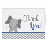 Cute Elephant Chevron Navy Blue Thank You Note Card