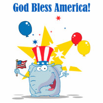 cute elephant god bless america patriotic cartoon photo sculpture