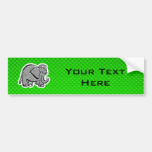 Cute Elephant; Green Bumper Stickers