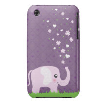 Cute elephant in girly pink & purple Case-Mate iPhone 3 case