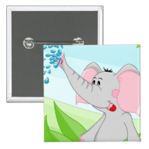 Cute elephant in grass buttons