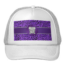Cute elephant purple leopard mesh hats