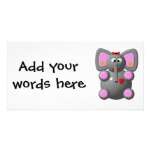 Cute Elephant with Earrings Personalised Photo Card