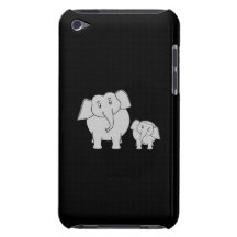 Cute Elephants. Cartoon on Black. iPod Touch Cover