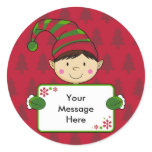 Cute Elf Christmas Gift Tag Sticker