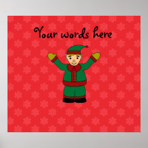Cute elf red snowflakes poster