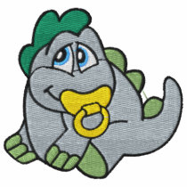 Cute Embroidered Baby Dino With Pacifier