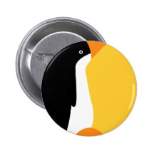Cute Emperor Penguin Cartoon on Badge Name Tag Pinback Button