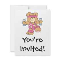 Cute Exercise Fitness bear Personalised Invites