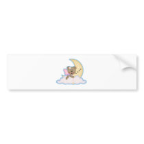 cute fairy bear napping on the moon bumper sticker