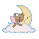 cute fairy bear napping on the moon photo sculpture