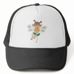 cute fairy girl holding flower trucker hat