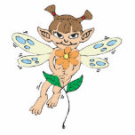 cute fairy girl holding flower photo sculptures