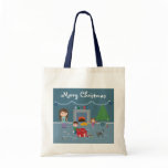 Cute Family Decorating The Tree Xmas Gift Bag