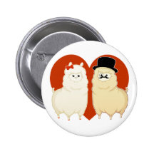 Cute Fancy Alpaca Couple Button