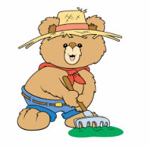 Cute Farmer Bear Photo Sculpture