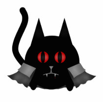 Cute fat black vampire kitty photo sculptures