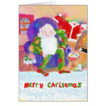 Cute Father Christmas & Mouse Helper Greeting Card