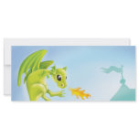 cute fiery dragon and castle scene rack cards