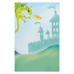 cute fiery dragon and castle scene stationery