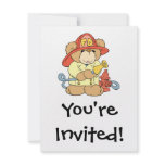 Cute Fireman Firefighter Bear invitations