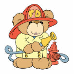 Cute Fireman Firefighter Bear photo sculptures