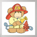 Cute Fireman Firefighter Bear posters
