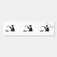 cute fishing penguin bumper stickers