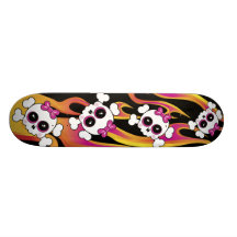 Cute Flaming Skulls Custom Skateboard