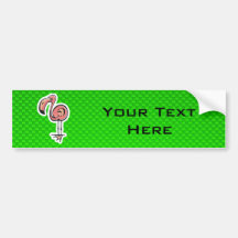 Cute Flamingo; Green Bumper Sticker