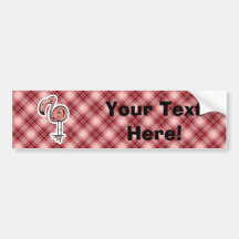 Cute Flamingo; Red Plaid Bumper Stickers