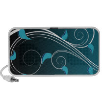 Cute floral design on blue background speakers