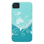 Cute Floral iPhone Barely There Cover Blue iPhone 4 Covers