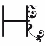 CUTE FLOWER MONOGRAM LETTER H BLACK photo sculptures