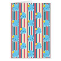 Cute Flower Octopus Stripes Pattern Greeting Card