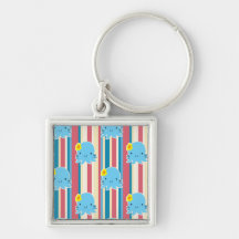 Cute Flower Octopus Stripes Pattern Key Chain