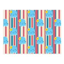 Cute Flower Octopus Stripes Pattern Post Cards